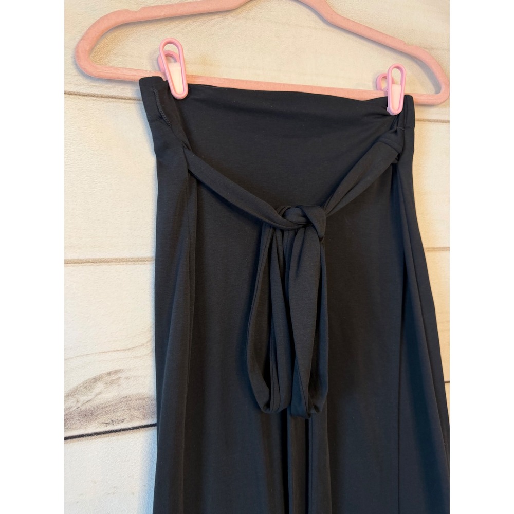 Vince Black Pima Cotton Tie Front Wrap Midi Skirt XS V565383318 NEW - Picture 2 of 7